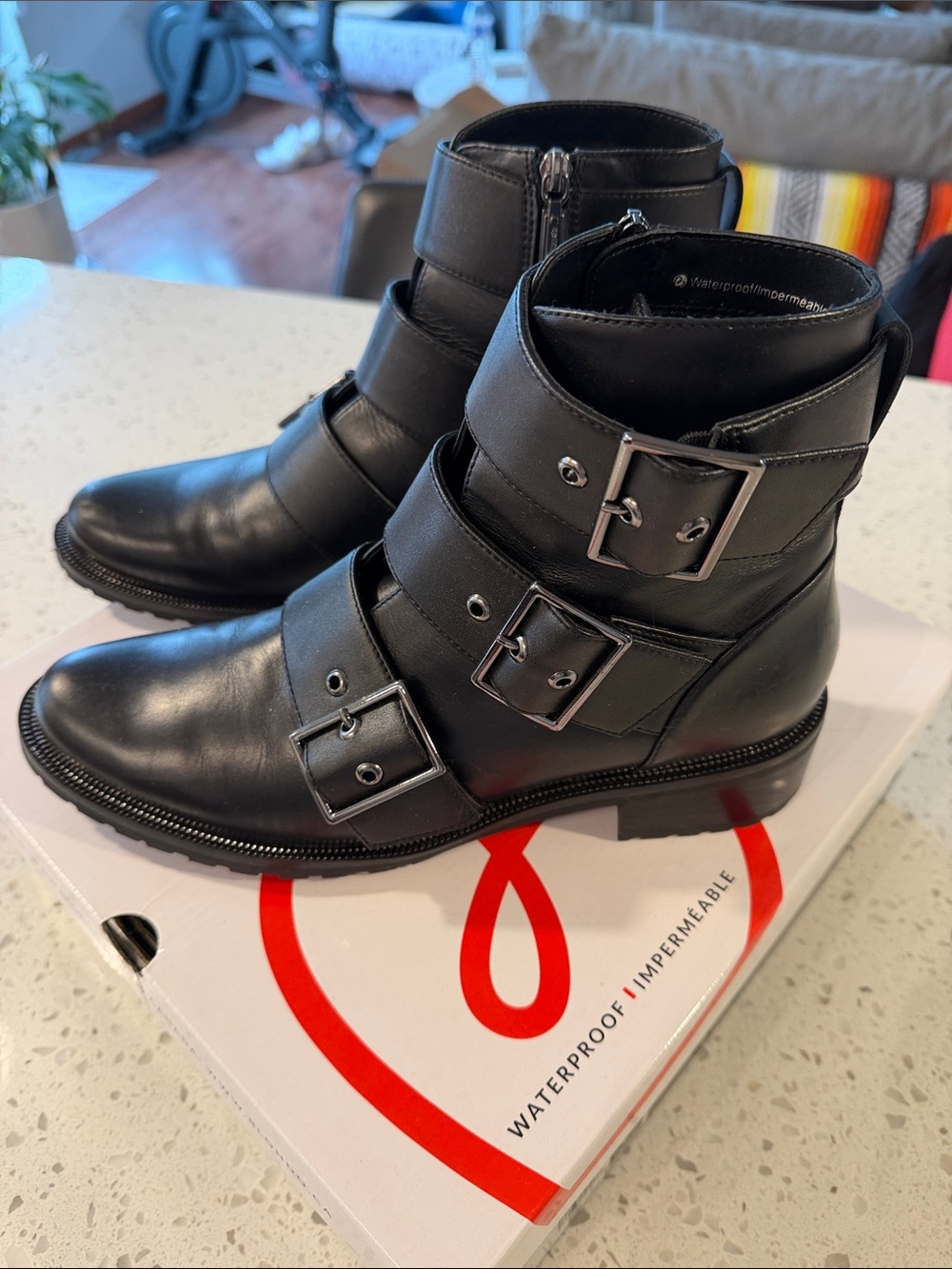 Blondo Black Triple-Strap Buckle Ankle Boots